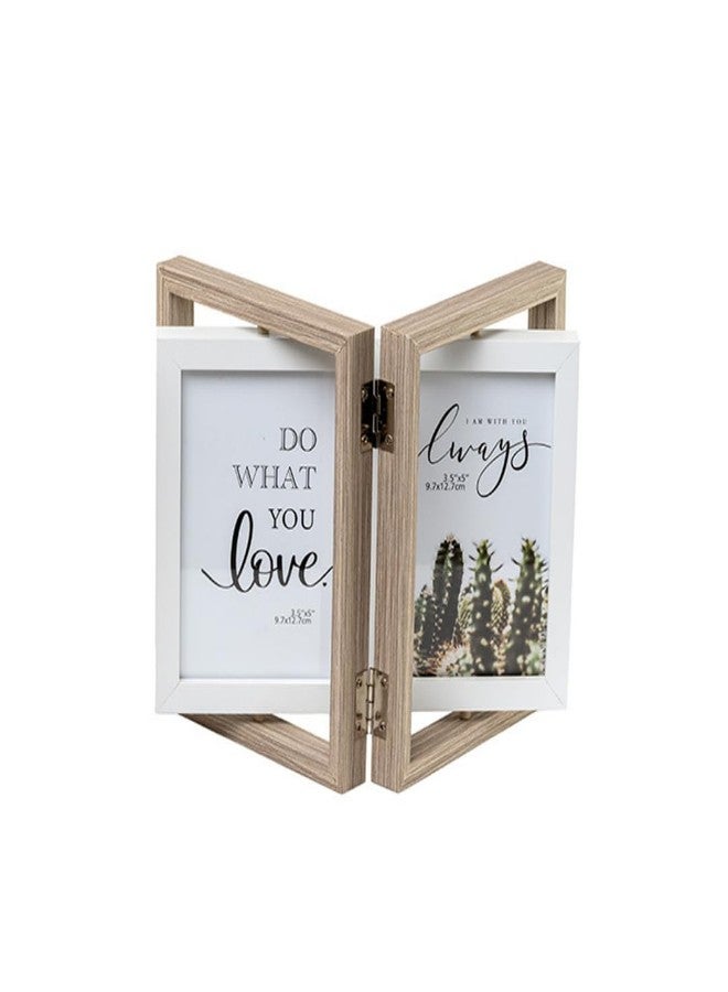 EAZYWAGON Wooden Rotating Photo Frame - 3.5x5 Inch (Grey) | Double-Sided Vertical Frame for 4 Photos | Desktop Tabletop Photo Frames for Sweet Memories, Home Decor, Office Desk & Table Decoration - Image 2